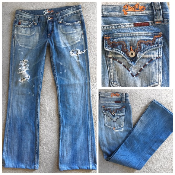 Miss Me Denim - MISS ME BAMBOO FLAP POCKET DISTRESSED BLUE JEANS